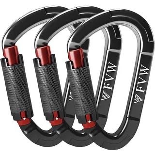 Karabiner Klettern Kletterausrüstung,3 Stück UIAA-Zertifiziert 25KN Auto Locking Kletterkarabiner Clips für Locking Hundeleine und Geschirr, Camping,Hängematten, Wandern & Utility