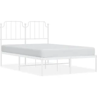 vidaXL Bettgestell mit Kopfteil Metall Weiß 120x200 cm - Weiß