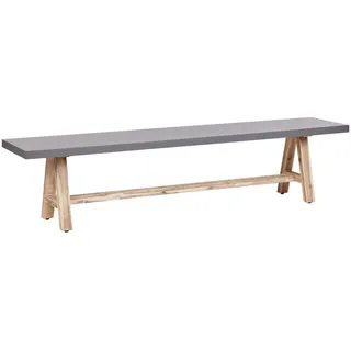 Beliani Gartenbank 3-Sitzer Grau Tonnare , Grau, Hellbraun , Stein , 200x45x40 cm , Gartenmöbel, Gartenbänke