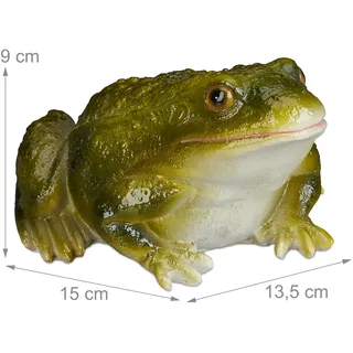 Relaxdays Gartenfigur Frosch , Dunkelgrün , Kunststoff , 13.5x9x15 cm , Dekoration, Dekofiguren & Skulpturen, Dekotiere