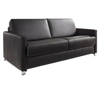 Bali Schlafsofa , Schwarz , Leder , Echtleder , Rindleder , 185x84x100 cm , Typenauswahl, Lederauswahl, Stoffauswahl, Armteilvarianten, Hocker erhältlich , Wohnzimmer, Sofas & Couches, Schlafsofas, Sonstige Schlafsofas