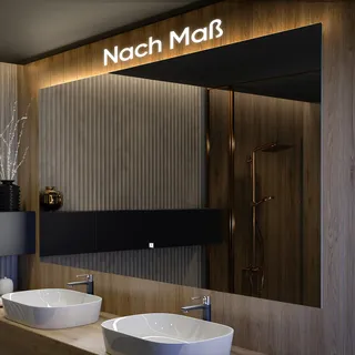 Badspiegel 80x80 cm - Vertikal mit LED Beleuchtung - LED Farbe Neutrallweiß 4500K - T103 - Touch Schalter - Individuell Nach Maß - Beleuchtet Wandspiegel Lichtspiegel Badezimmerspiegel - Transparent