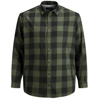 JACK & JONES Langarmhemd Gingham Twill Dusty Olive 4XL