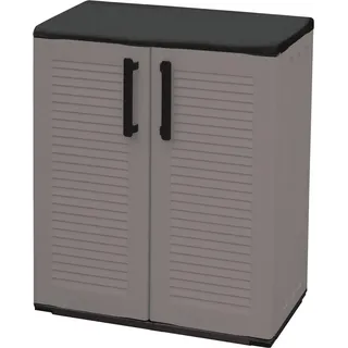 Dbavagnol Outdoor-Garderobe, Mehrzweck-Balkonschrank, Outdoor-Schrank mit 2 Türen, 100 %  Italy, 68 x 37 x 84 cm, gestreifte Oberfläche, Grau und Schwarz - Grau