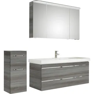 Pelipal Badezimmer , Graphitfarben , Holzwerkstoff , 4-teilig , 7 Fächer , 2 Schublade(n),3 Schublade(n) Schubladen , 153 cm , Made in Germany , hängend, Typenvielfalt , Badezimmer, Badmöbelsets & Badmöbelserien, Badmöbel-Sets