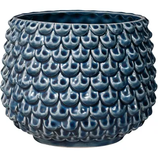 Bloomingville Pinecone Blumentopf Pflanzgefäß Pflanzgefäße Deko Pflanzgefäße Farbe für Innen Retro Kreativ L (16,5 cm Ø), Petrol, Keramik