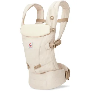 Ergobaby Adapt Leinen Babytrage für Neugeborene ab Geburt, 3-Positionen Ergonomische Babybauchtrage Rückentrage Baby-Tragetasche, Natural Linen