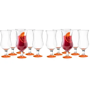 Glasmark Krosno Gläser Cocktailgläser Set Longdrink Cocktail Gin Bier Wasser Longdrinkgläser Cocktailgläser Trinkglas Wasserglas Glas Smoothie Dessert Spülmaschinenfest Orange 6 x 420ml
