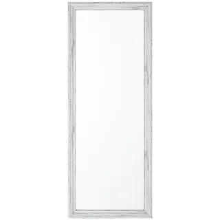 Beliani Wandspiegel weiß/Holzoptik rechteckig 50/130 cm Benon , Weiß, Grau , Kunststoff , Rechteckig , 50x130x3 cm , Spiegel, Wandspiegel