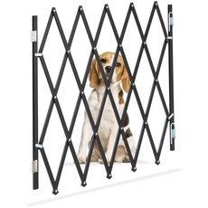 Bild von Hundeabsperrgitter, ausziehbar bis 118 cm, 69-82,5 cm hoch, Bambus, Hunde Schutzgitter, Treppe & Tür, schwarz, L