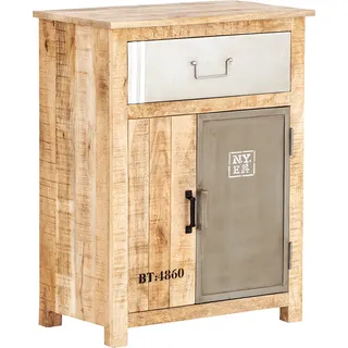 Kommode Pune Mango Holz Metall Mix 70x90x40cm Rustikal Flur Wohnzimmer Büro