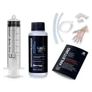 Octopus Düsenreiniger, Druckkopfreiniger kompatibel für Brother Druckköpfe mit Schlauchadaptern (100 ml)