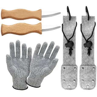 LIUZHUJ 2 Stück Schnitzmesser Kinder ab 6, Ergonomisches Kinderschnitzmesser, Hochwertiges Kindermesser Schnitzset mit Filzhülle, Kindertaschenmesser mit Handschuhen, für Zuhause, Outdoor, Werkraum