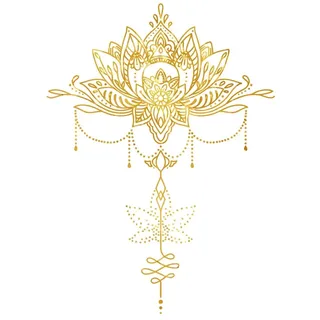 SUPERDANT Goldener Lotus Mandala Wandtattoo Blumen Kronleuchter Wandsticker Boho Indisches Wandaufkleber Mandala Namaste Blume Vinyl Wandsticker Lotus Yoga Meditation Kunst Wandgemälde Dekor