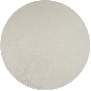 TT Home Unifarbendes Design Kurzflorteppich Ø 160 cm Weiß