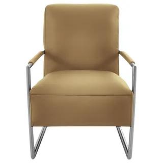 Cocktailsessel K+W KOMFORT & WOHNEN, gelb (curcuma), B:62cm H:77cm T:83cm, Sessel, Cocktailsessel, mit bezogenen Armlehnen, Gestell in Metall Edelstahloptik