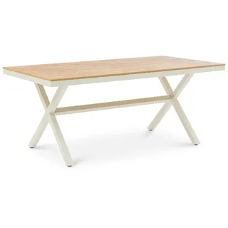 Idimex Gartentisch Isola , Weiß, Naturfarben , Kunststoff, Metall , Mode , 180x76x100 cm , Gartenmöbel, Gartentische