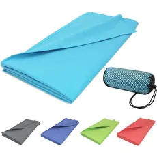 ZOLLNER Strandtuch aus Mikrofaser - leichtes und saugstarkes Handtuch in 90x180 cm - mit praktischer Tragetasche - türkis - waschbar bis 60°C