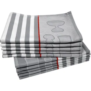 Dyckhoff Geschirrtuch »Gläser / Halbleinen« mit Gläser & Streifen Motiv, Maße je Tuch ca. 50x70 cm, grau