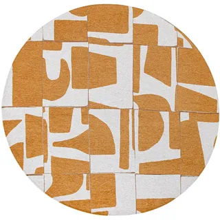 Louis De Poortere Teppich Curry Craft Papercut 240/240 cm , Gelb , Textil , Abstrakt , Rund , 240x240 cm , Oeko-Tex® Standard 100 , antistatisch, pflegeleicht, rutschfeste Unterfläche, für Fußbodenheizung geeignet, UV-beständig, waschbar , Teppiche und Böden, Teppiche