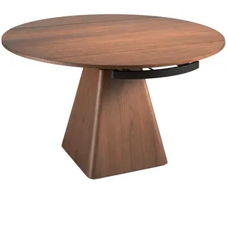 Angel Cerda Ausziehbarer runder Esstisch aus Walnussfurnier, 140 cm , Braun , Holzwerkstoff , Echtholz,Nussbaum , Holz Optik , Rundform,Rund,Rund , 80x34x140 cm , Esszimmer, Esstische