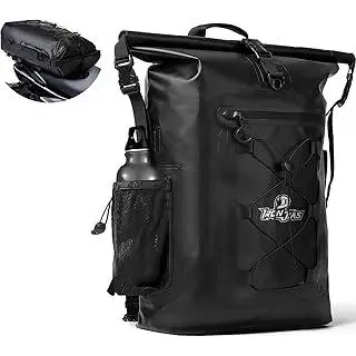 Grapelet Motorrad Rucksack?Wasserdicht Motorrad Rucksack 40L?Motorradrucksäcke für Herren?Rolltop Rucksack mit abnehmbaren Schultergurten PVC500D schwarz Dry Bag mit Seitentasche