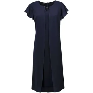 GOLDNER Abendkleid "Kurzgröße Etuikleid mit Chiffonüberwurf" Chiffon, marine