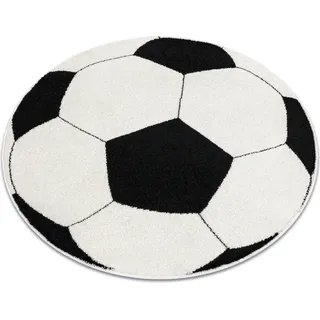 Teppich SILVER Kreis PIKA Fußball schwarz - weiß Schwarz rund 100 cm - Schwarz