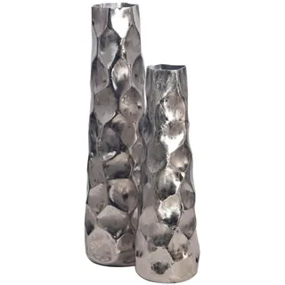 Livetastic Dekovase , Silberfarben , Metall , rund , 15x48.5x15 cm , stehend, zum Stellen, handgemacht, auch für frische Blumen geeignet , Dekoration, Vasen, Metallvasen