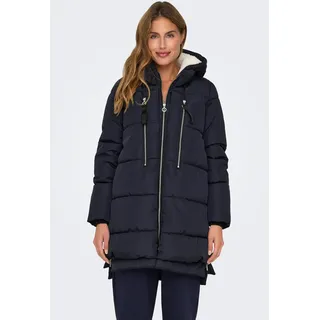 Steppmantel ONLY "ONLNEWNORA LONG PUFFER COAT LIFE CC OTW", Damen, Gr. L, blau (night sky), Steppware, Obermaterial: 100% Polyester, unifarben, regular fit taillenbedeckt, Mäntel Steppmantel