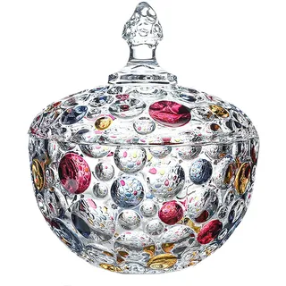 auons Bonbonglas Keksglas Mit Deckel, Colorful Kristall SüßIgkeiten Glas, Bonbongeschirr Zuckerdose, Dekorative Candy Gläser Vorratsglas Keksdose Glas Candy Glasbehälter, Groß