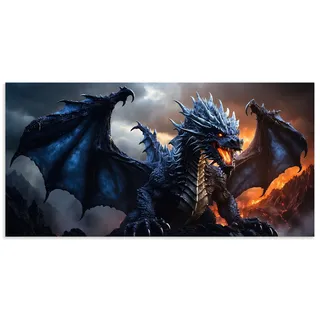 Artland Wandbild "Im Reich des Drachen IX" klassische Fantasie 1 Stk. tlg. als Alubild, Leinwandbild, Poster, Wandaufkleber in verschied. Größen, farbe bild(er): blau