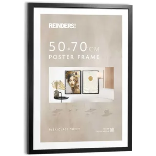 REINDERS Bilderrahmen, Poster 50x70 schwarz, Wohnzimmer, MDF, 50 x 70