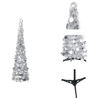 vidaXL Künstlicher Pop-Up-Weihnachtsbaum Silber 150 cm PET - Weihnachtsbäume - Silber
