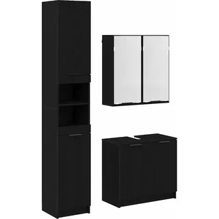 vidaXL Badezimmerschrank-Set 3 Stück Schwarz Eichen-Optik Holzwerkstoff - Schwarz