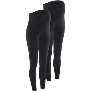 Umstandshose NEUN MONATE "2 Stück Umstands-Hosen für Schwangerschaft und Stillzeit", Damen, Gr. 40/42, N-Gr, schwarz, Jersey, Obermaterial: 95% Baumwolle, 5% Elasthan, unifarben, Basic, figurbetont 7/8-Länge, Hosen Umstandshose, 2er Pack Leggings für Schwangerschaft & Stillzeit