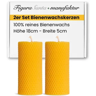 Figura Santa® Bienenwachskerzen Adventskerzen 2er Set Kerzen Adventskranz Stumpenkerzen aus 100% Bienenwachs-Platten Weihnachtskerzen | Größe: 18x5 cm Lange Brennndauer ca. 33,5 h