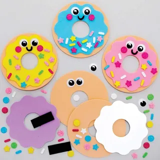 Baker Ross FE406 Donut-Magneten-Kits zum Mischen und Kombinieren, 8 Stück, Magnete für Kinder, Kühlschrankmagnet für Kinder, DIY-Magnete-Bastelset