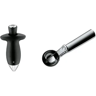 WMF Top Tools Erdbeestrunkentferner 9,5 cm, Edelstahl, Tomatenstrunkentferner & Gourmet Eisportionierer 18 cm, Eislöffel mit Auswerfer