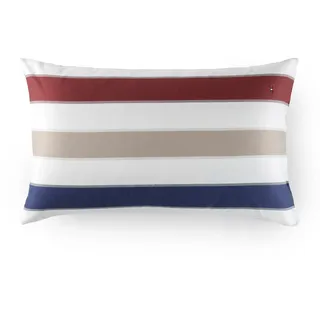 Tommy Hilfiger - Kissenbezug, Deep Red (Dunkelrot), Satin, 83 Fäden/cm2, 100% Baumwolle, Streifenmuster, weich und hell, 50 x 80 cm