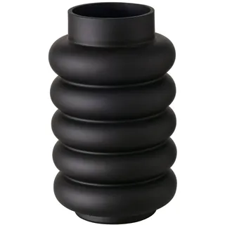 Boltze Vase Ribbo (Farbe Schwarz, aus Glas, Matt, Höhe 25 cm, Ø 15 cm, Rund, Wasserfest, Handgearbeitet, Minimalistisches Design, Blumenvase, Dekoration) 2033620