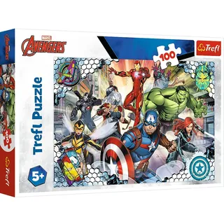 Trefl - Marvel The Avengers, Berühmte Avengers - Puzzle 100 Elemente - Bunte Puzzles mit Marvel Superhelden, Disney, Kreative Unterhaltung, Spaß für Kinder ab 5 Jahren