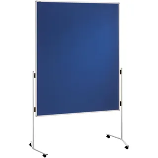 FRANKEN Moderationstafel ECO, doppelseitig, pinnbar, 120 x 150 cm, blau/Filz, einteilig, Pinnwand mit Standbeinen und Rollen, ECO-UMTF03R