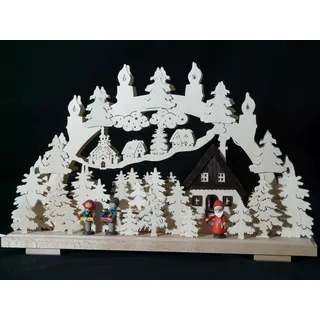 Schwibbogen mit Weihnachtsmann und Stritzelkinder Größe =50x31cm NEU Erzgebirge