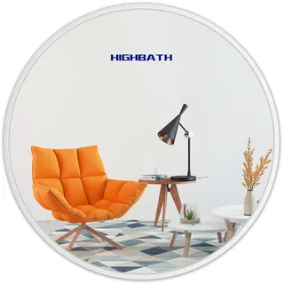 HIGHBATH Großer Wandspiegel, rund, 80 x 80 cm, weißer Metallrahmen, Spiegel, HD-Glas, für Badezimmer, Wohnzimmer, Schlafzimmer