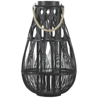 Beliani Laterne Schwarz Tonga , Holz , Oval , 34x56x34 cm , Dekoration, Laternen & Windlichter, Windlichter