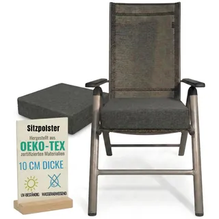 Pillows24 - Ergonomisches Sitzkissen Outdoor - 2x [ 40x40x10 cm ] in Graphit - Waschbar Sitzerhöhung mit Reißverschluss für Gartenmöbel Stuhl - Grau