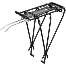 WELLGRO Fahrrad Gepäckträger mit Federklappe - verstellbar für 20' bis 29' - Aluminium, schwarz, Tragkraft max. 25 kg - Universalgepäckträger