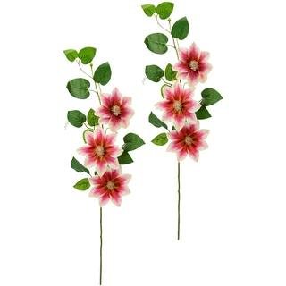 I.GE.A. Kunstblume "Clematisranke Waldrebe" Zweig Einzelblume Stielblume, 2er Set, rosa
