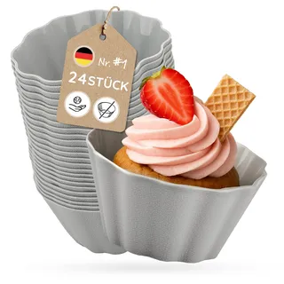 Backefix Silikon Muffinförmchen 24 Stück – 7,5 x 4 cm und 100 ml pro Förmchen, wiederverwendbare Cupcake Förmchen, stabiler als Papierförmchen, kein Einweg nötig, Airfryer geeignet, BPA- & PFAS-frei